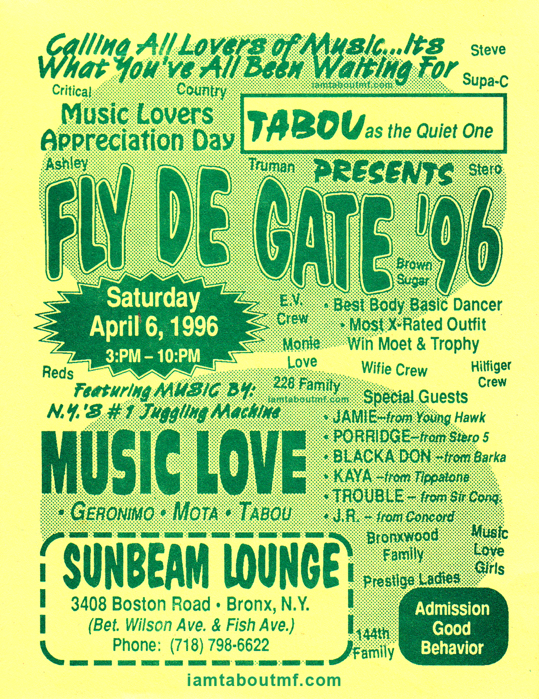 DJ Tabou TMF presents Fly De Gate 96 a Music Lovers Appreciation Day